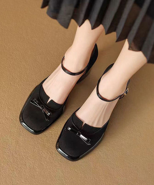 2024 Splicing Buckle Strap Chunky Heel Sandals Brown Suede DD1047 Shoe-LX240605