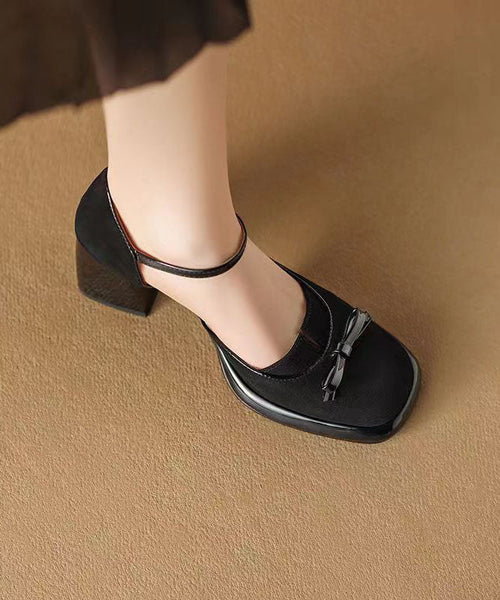 2024 Splicing Buckle Strap Chunky Heel Sandals Brown Suede DD1047 Shoe-LX240605