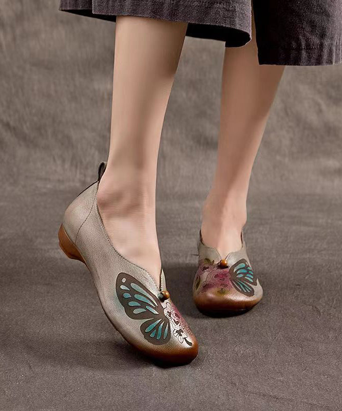 2024 Spring New Boho Embossed Cowhide Flats Shoes CZ1005 Ada Fashion