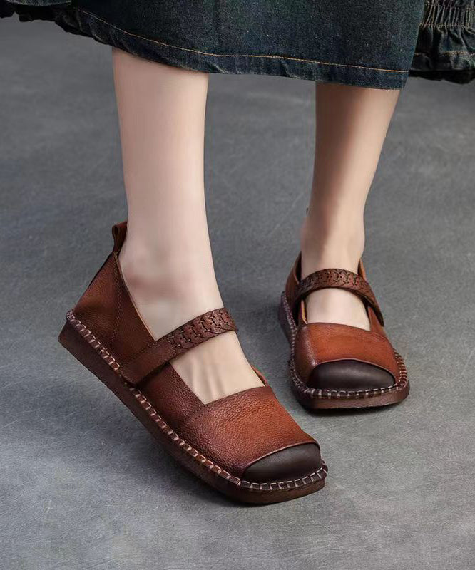 2024 Spring New Retro Cowhide Flat Shoes Buckle Strap CZ1001 Ada Fashion