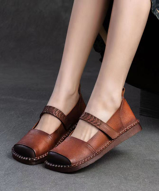 2024 Spring New Retro Cowhide Flat Shoes Buckle Strap CZ1001 Ada Fashion