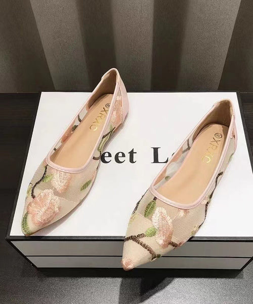 2024 Spring Summer New Chinese Style Embroidery Mesh Flat Shoes XC1032 Ada Fashion