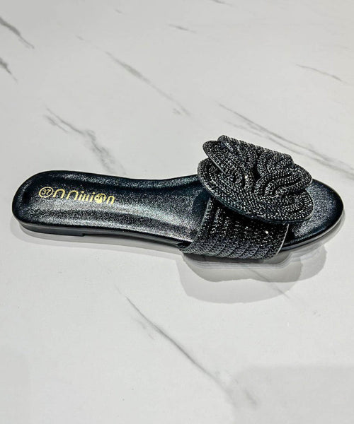 2024 Summer Boutique Fashion Green Slide Sandals Zircon KJ073 Shoe-LT240714