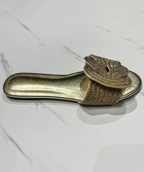 2024 Summer Boutique Fashion Green Slide Sandals Zircon KJ073 Shoe-LT240714