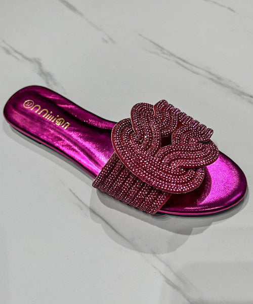 2024 Summer Boutique Fashion Green Slide Sandals Zircon KJ073 Shoe-LT240714