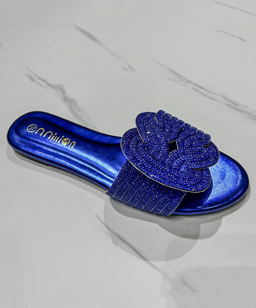 2024 Summer Boutique Fashion Green Slide Sandals Zircon KJ073 Shoe-LT240714