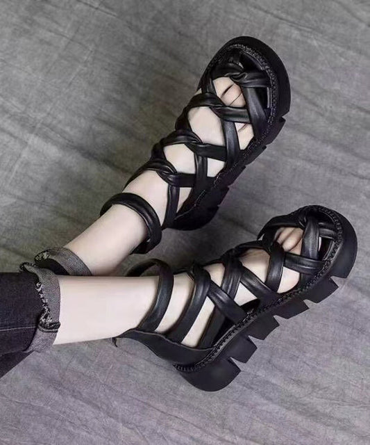 2024 Summer New Black Hollow Out Roman Sandals AP1043 shoe-LX240905