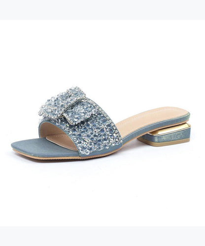 2024 Summer New Blue Zircon Peep Toe Slide Sandals RT1021 Ada Fashion