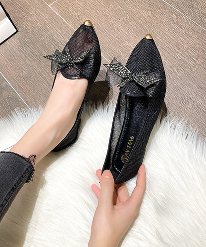 2024 Summer New Champagne Bow Zircon Pointed Flat Shoes XC1050 Ada Fashion