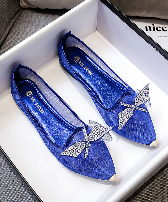 2024 Summer New Champagne Bow Zircon Pointed Flat Shoes XC1050 Ada Fashion