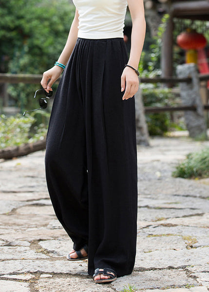 2024 Summer New Elastic Waist Linen Loose Wide Leg Pants LK036 GK-LPTS240710