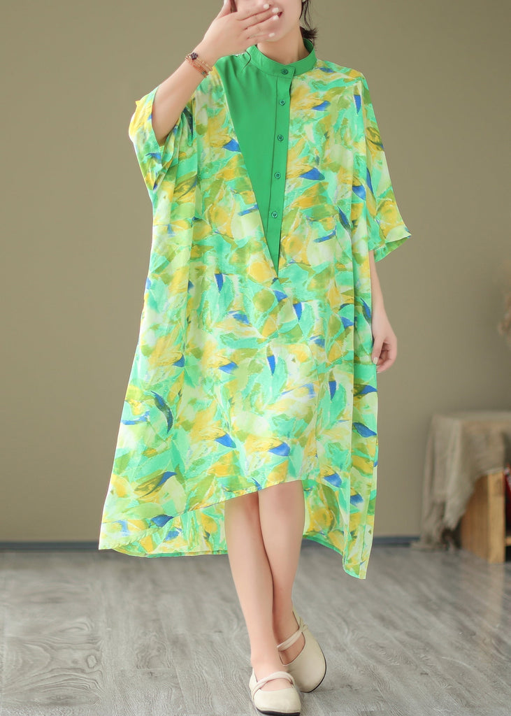 2024 Summer New Green Spliced Tie Dyed Shirt Dress AP044 GK-SDL240718