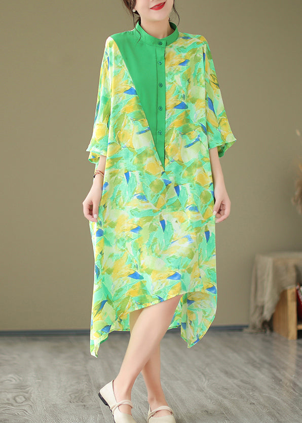 2024 Summer New Green Spliced Tie Dyed Shirt Dress AP044 GK-SDL240718