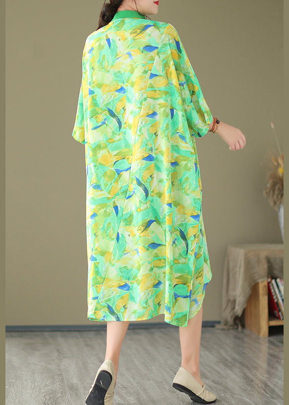 2024 Summer New Green Spliced Tie Dyed Shirt Dress AP044 GK-SDL240718