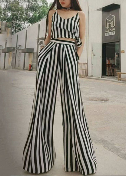 2024 Summer New Thin Black White Striped Wide Leg Pants ZL004 SH-LF-LPTS240621
