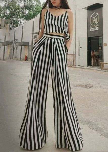 2024 Summer New Thin Black White Striped Wide Leg Pants ZL004 SH-LF-LPTS240621