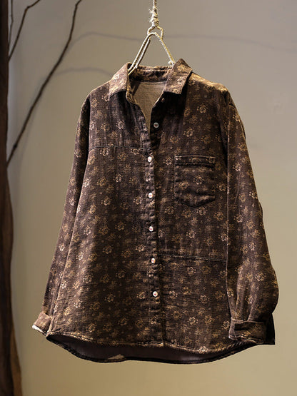 Plus Size Women Vintage Floral Cotton Spring Cotton Shirt AK1002 Genistyle Shop