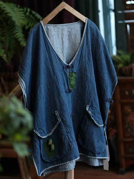 Women Vintage Summer Spliced Thin Button-Up Vest CC024 BUYKUD