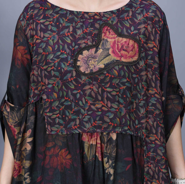 Women Vintage Floral Spliced Spring Loose Dress CO1011 Ada Fashion