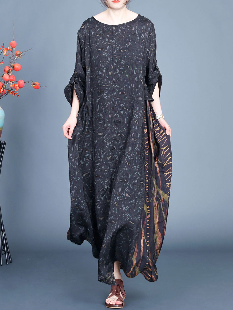 Women Artsy Floral Spliced Spring Maxi Dress CO1005 Ada Fashion