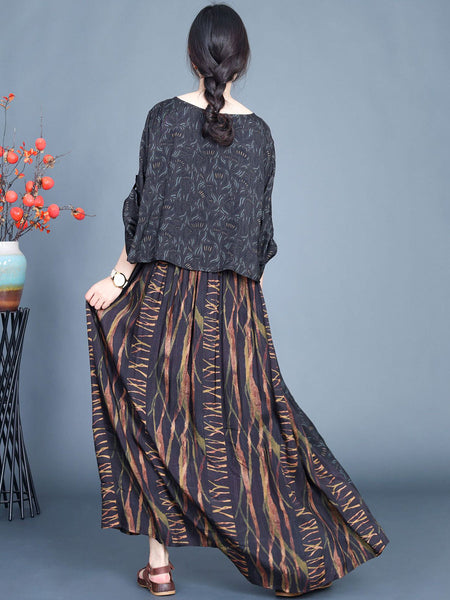 Women Artsy Floral Spliced Spring Maxi Dress CO1005 Ada Fashion