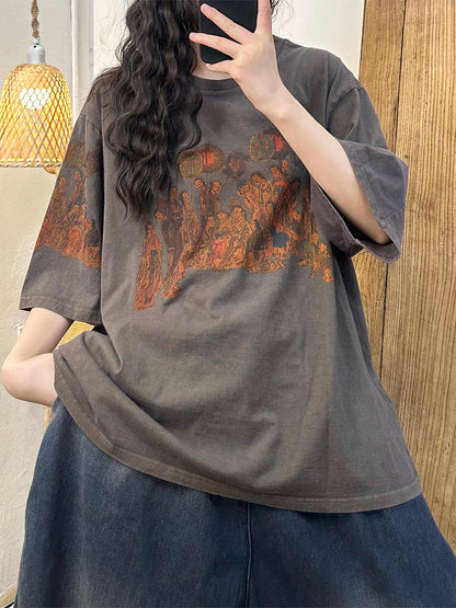Women Casual Print Summer Loose Cotton Shirt CO1024 Ada Fashion