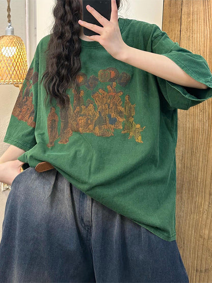 Women Casual Print Summer Loose Cotton Shirt CO1024 Ada Fashion