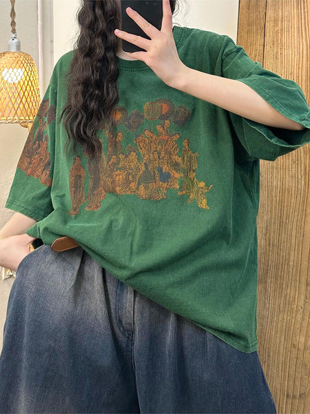 Women Casual Print Summer Loose Cotton Shirt CO1024 Ada Fashion