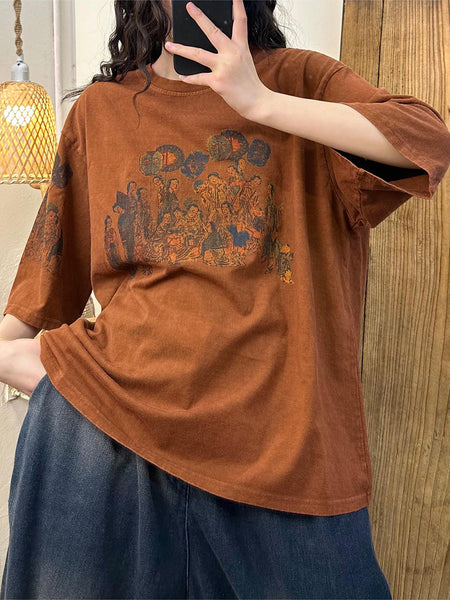 Women Casual Print Summer Loose Cotton Shirt CO1024 Ada Fashion