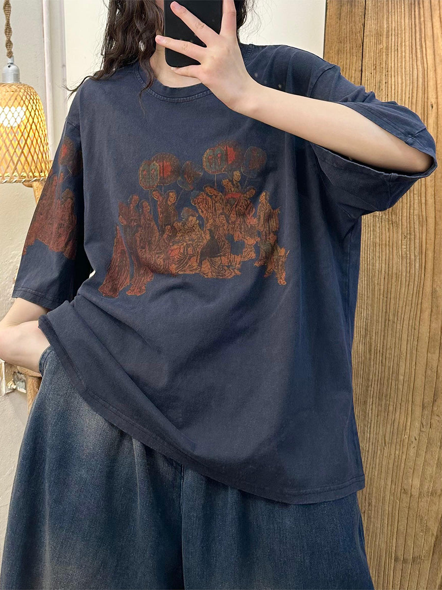 Women Casual Print Summer Loose Cotton Shirt CO1024 Ada Fashion