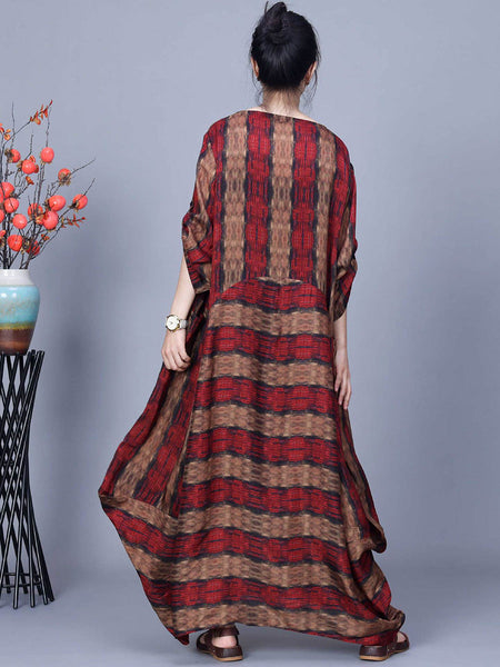 Women Artsy Stripe Irregular Spliced Maxi Dress CO1035 Ada Fashion