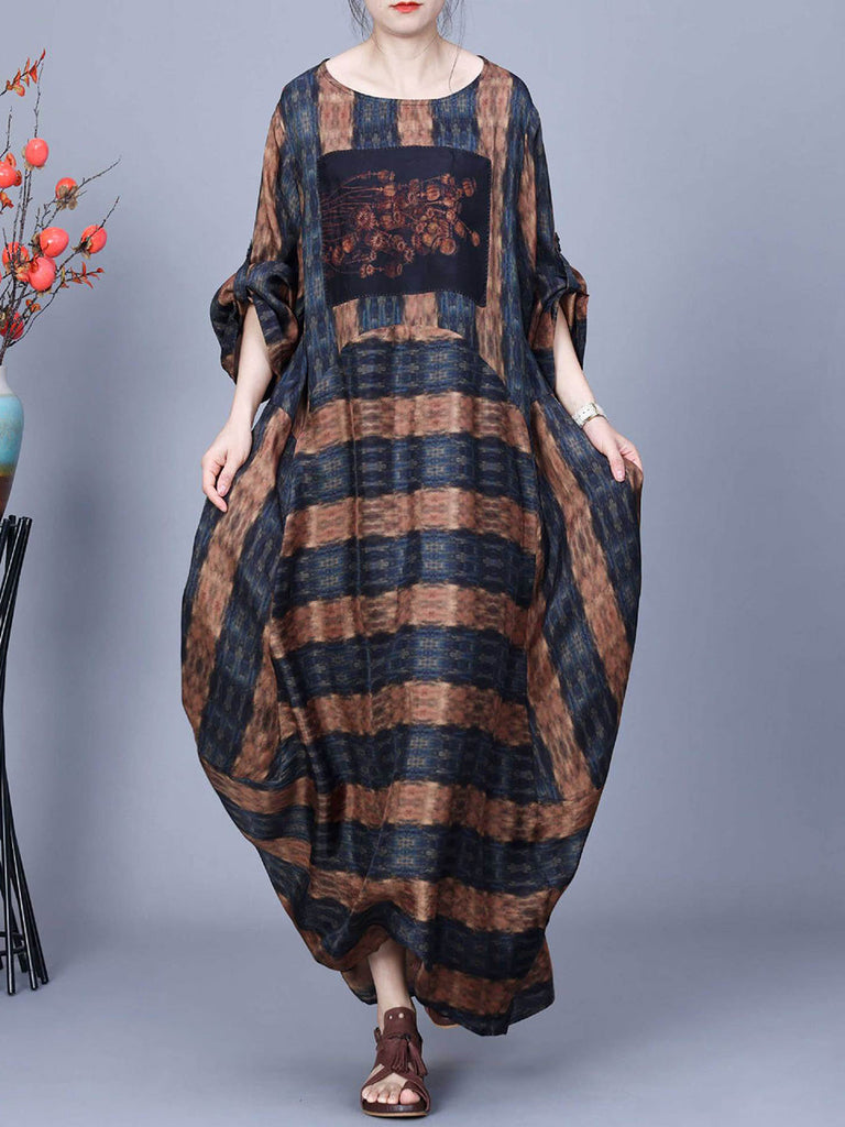 Women Artsy Stripe Irregular Spliced Maxi Dress CO1035 Ada Fashion