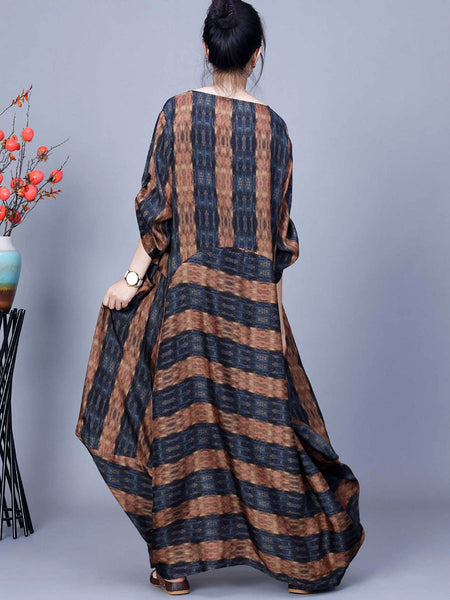 Women Artsy Stripe Irregular Spliced Maxi Dress CO1035 Ada Fashion