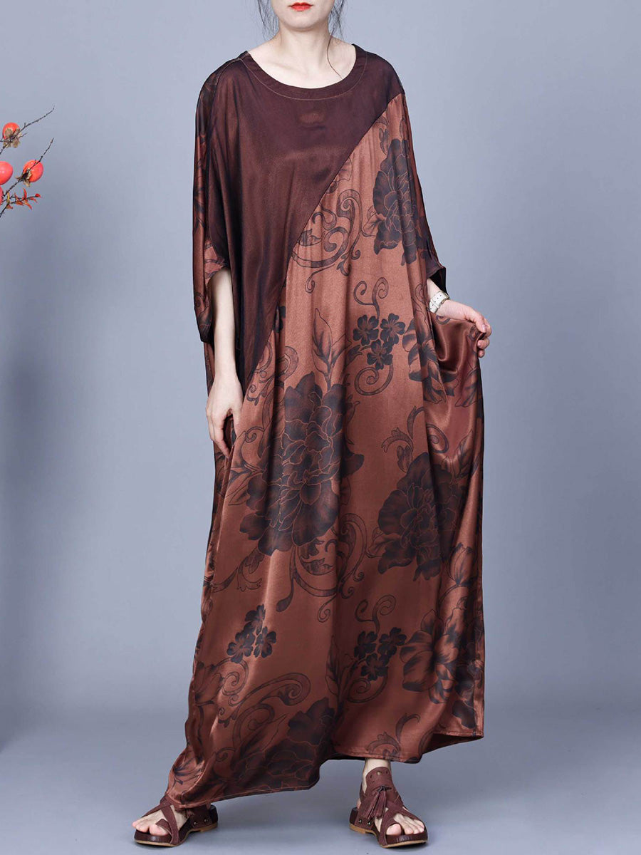 Women Vintage Flower Print Spliced Summer Maxi Dress CO1046 Ada Fashion