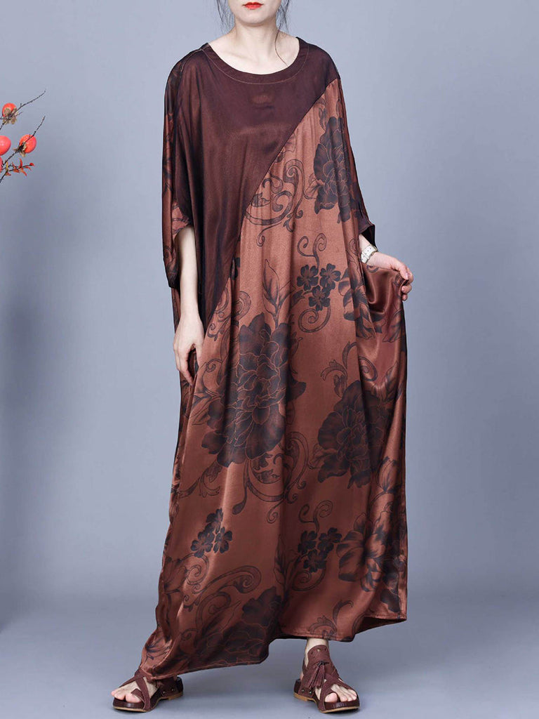 Women Vintage Flower Print Spliced Summer Maxi Dress CO1046 Ada Fashion