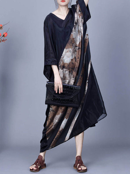 Women Artsy Flower Irregular Spliced Summer Maxi Dress CO1045 Ada Fashion