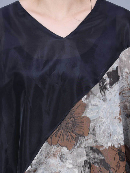 Women Artsy Flower Irregular Spliced Summer Maxi Dress CO1045 Ada Fashion