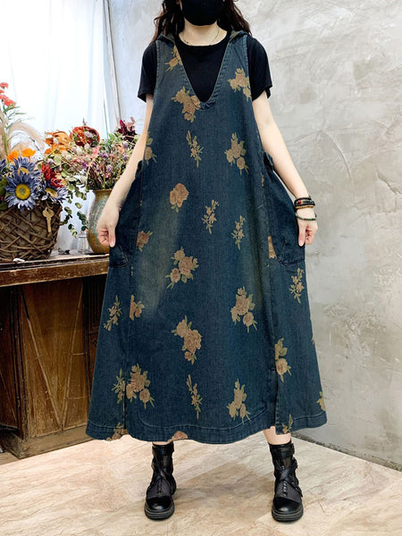 Women Summer Casual Flower Vest Denim Dress CO1048 Ada Fashion