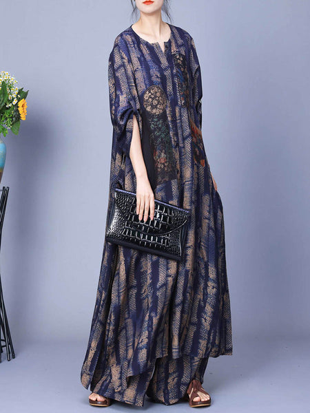 Women Spring Vintage Patch Spliced Long Shirt+Pants CO1055 Ada Fashion