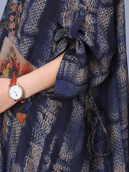 Women Spring Vintage Patch Spliced Long Shirt+Pants PA1023 Ada Fashion