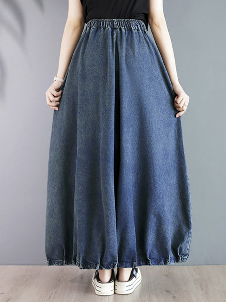 Women Summer Casual Solid Loose Denim Skirt CO1054 Ada Fashion