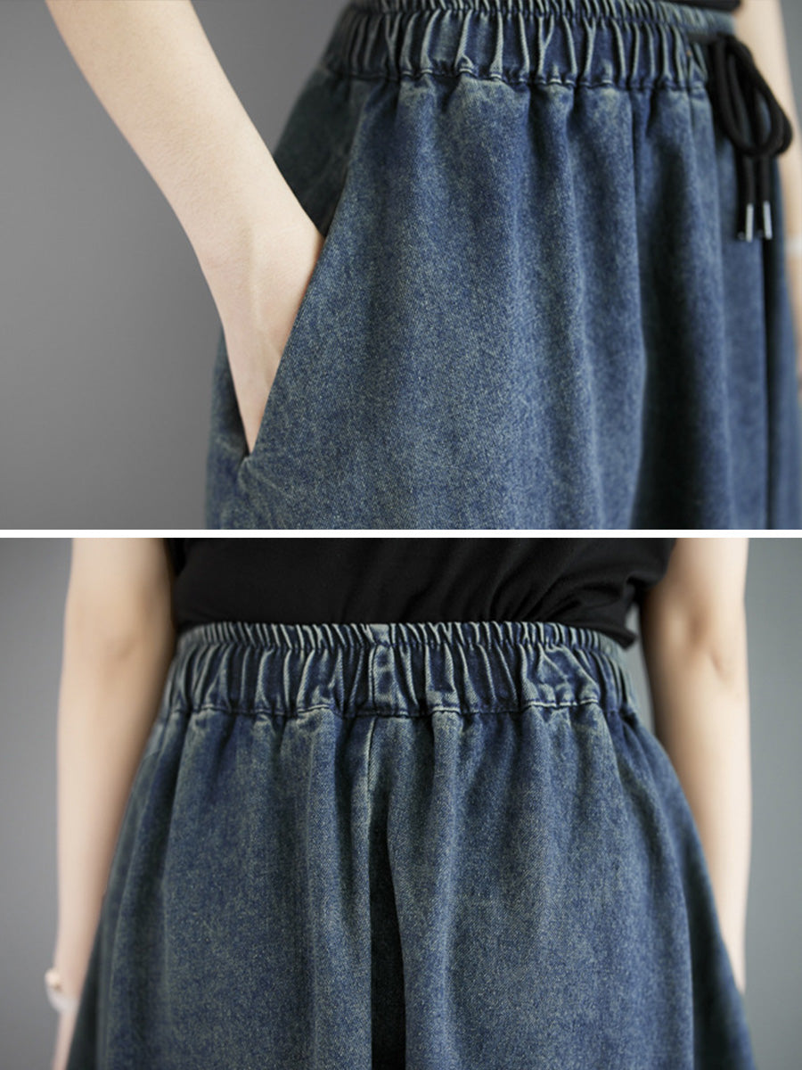 Women Summer Casual Solid Loose Denim Skirt PA1019 Ada Fashion