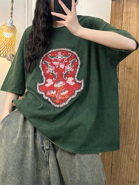 Women Casual Summer Embroidery Spliced Cotton Shirt KL1001 Ada Fashion