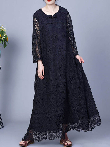 Women Summer Artsy Lace Spliced Maxi Dress KL1017 Ada Fashion