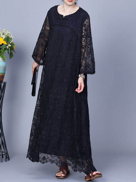 Women Summer Artsy Lace Spliced Maxi Dress KL1017 Ada Fashion