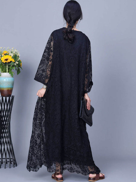 Women Summer Artsy Lace Spliced Maxi Dress KL1017 Ada Fashion