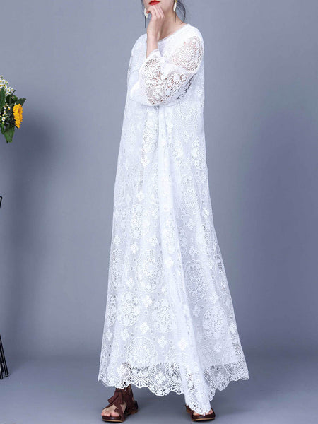 Women Summer Artsy Lace Spliced Maxi Dress KL1017 Ada Fashion