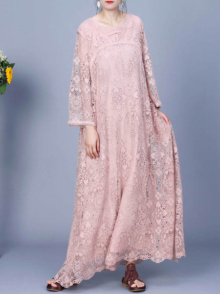 Women Summer Artsy Lace Spliced Maxi Dress KL1017 Ada Fashion