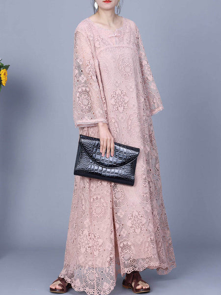 Women Summer Artsy Lace Spliced Maxi Dress KL1017 Ada Fashion