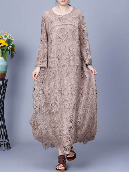Women Summer Artsy Lace Spliced Maxi Dress KL1017 Ada Fashion